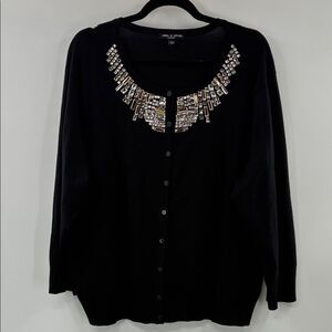 3For$20 Cable & Gauge Black Cardigan with Embellishments NWOT  size 2X